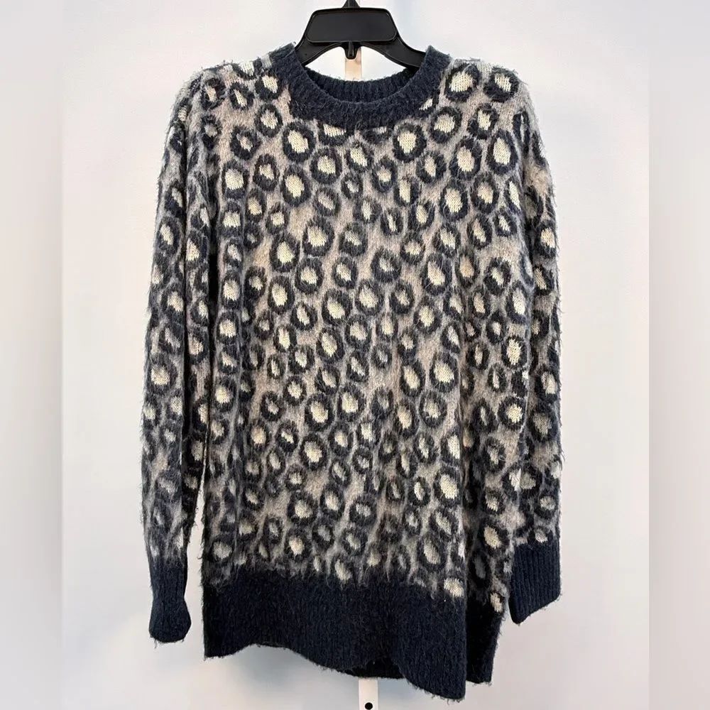 Current Elliott Soft Oversized The Cali Leopard Print Sweater XS NWT